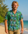 Night-Blooming Retro Rayon Aloha Men's Shirt Rainforest