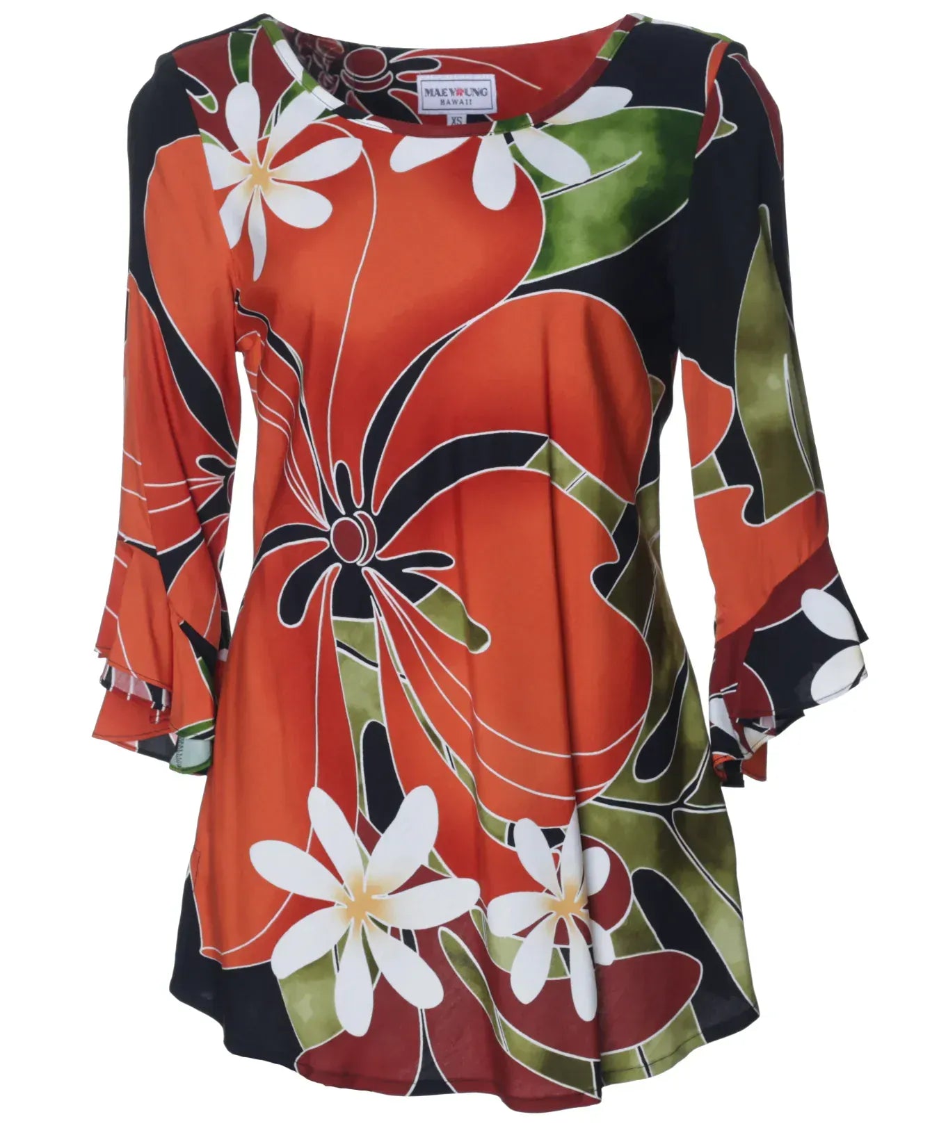 3/4 Bell Sleeves Bias Cut Rayon Blouse