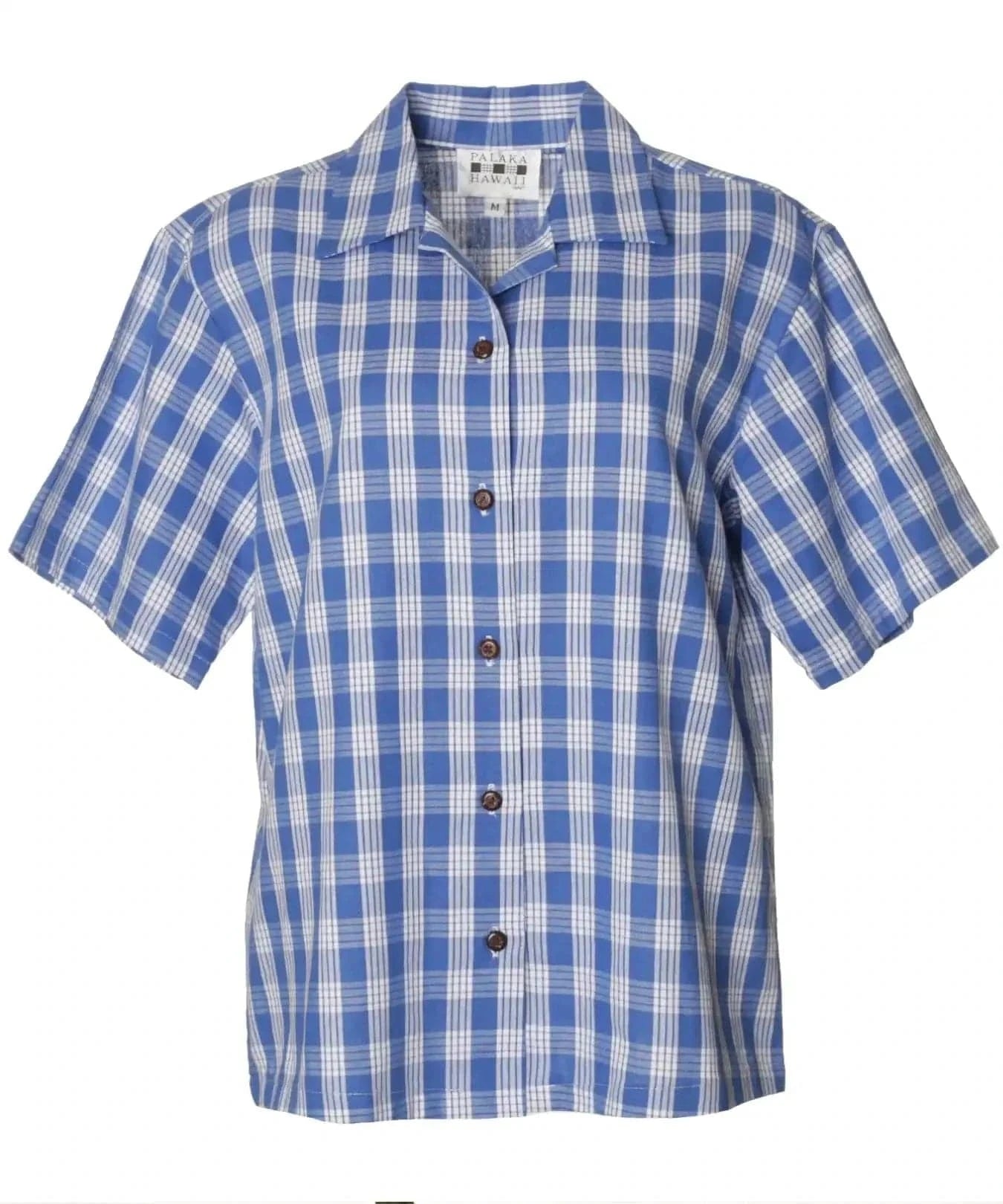Short Sleeves Women's Palaka Royal Blue Shirt