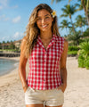 Red Palaka Women Sleeveless Shirt Red