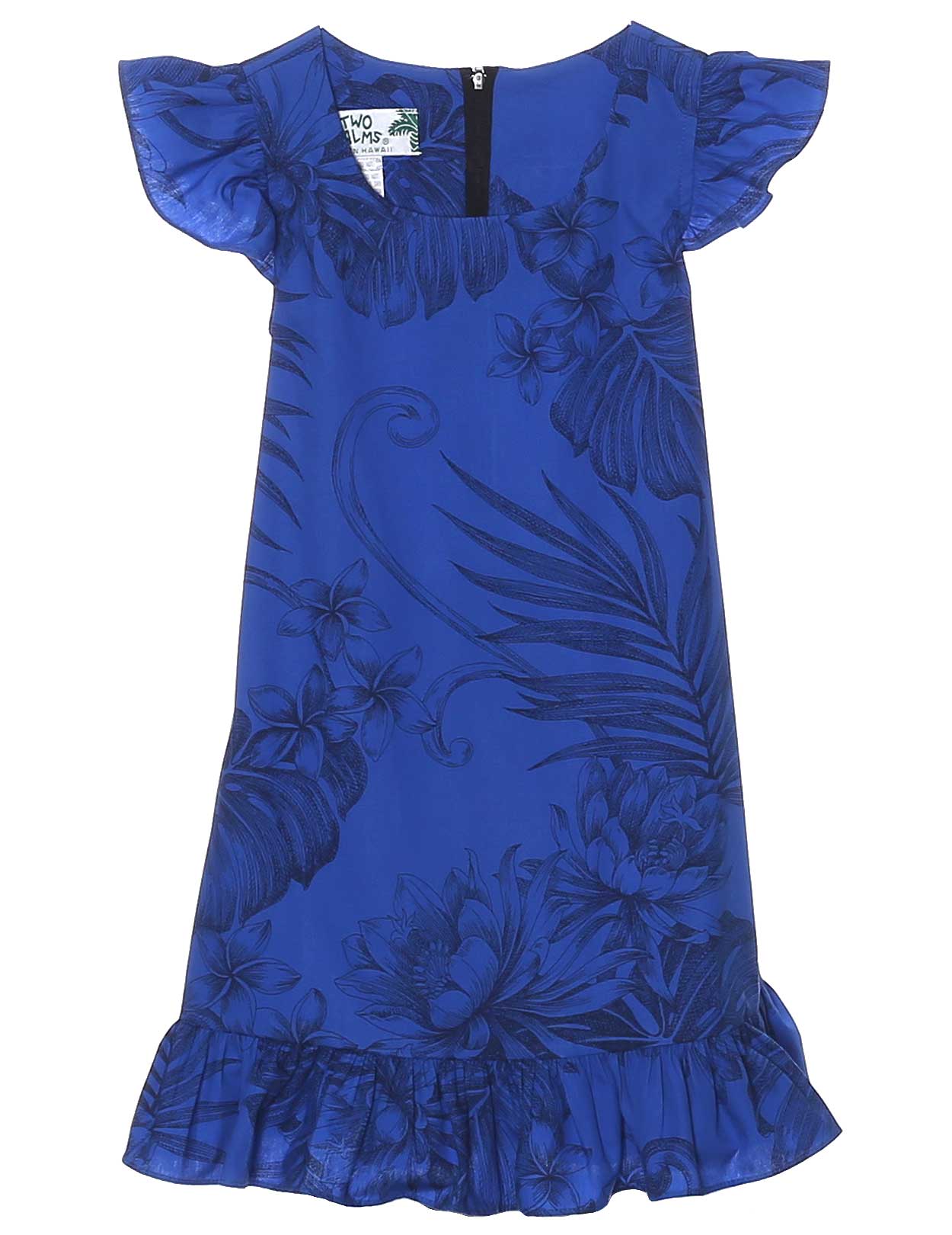 Akela Girls Dress Hawaiian with Cap Sleeves | Aloha Shirts Club Royal Blue / 6 Akela Girls Dress Hawaiian with Cap Sleeves | Aloha Shirts Club Royal Blue / 6