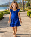 Akela Girls Dress Hawaiian with Cap Sleeves Royal Blue