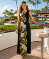 Alika Long Maxi Sleeveless Hawaiian Dress Black