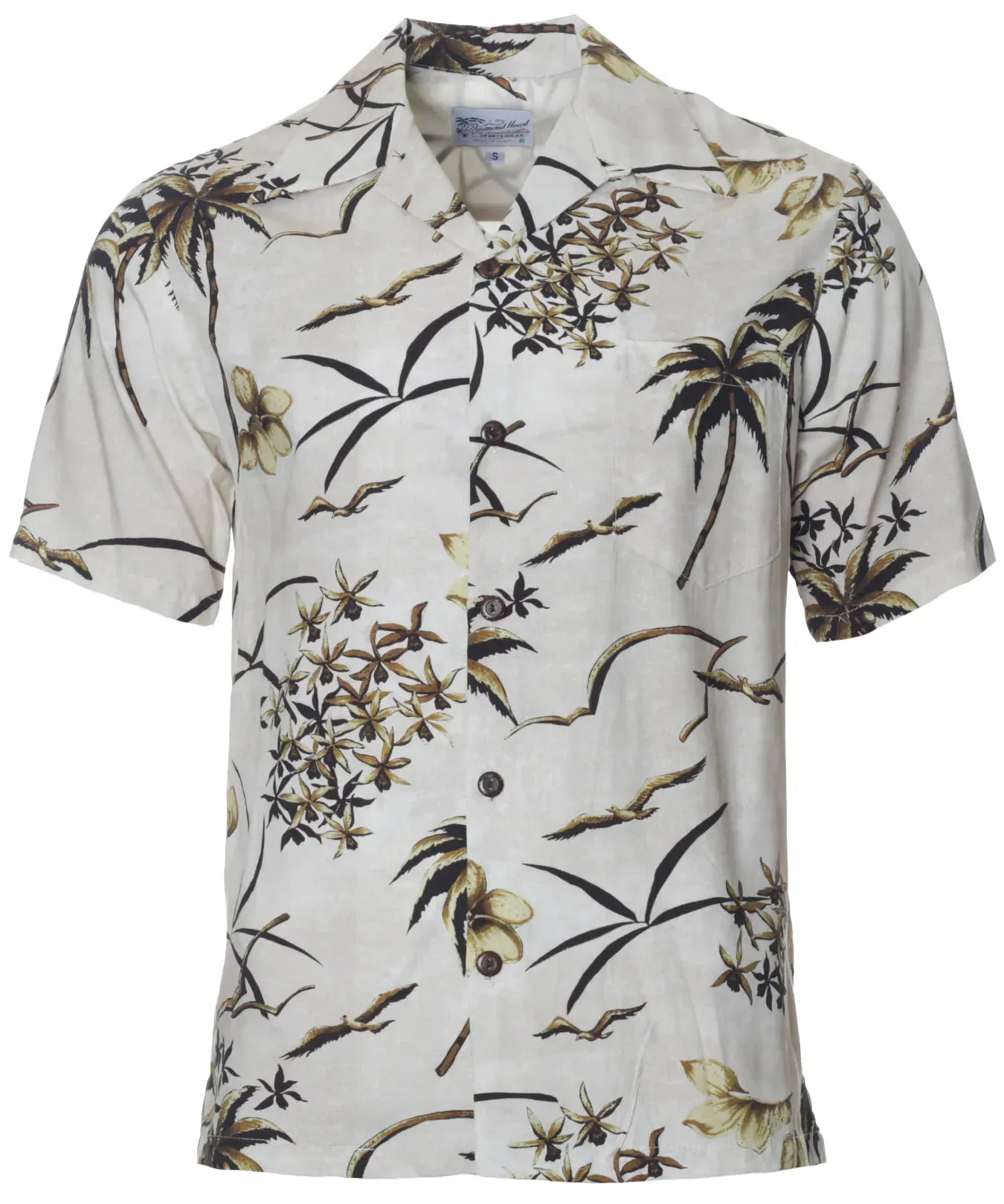 Cream Retro Short Sleeves Aloha Men's Shirt