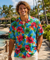 Island Hibiscus Watercolor Hawaiian Shirt Blue