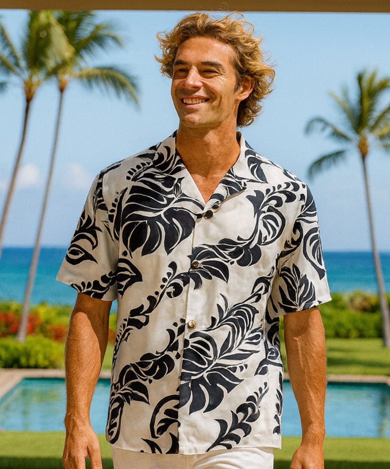 Island Paradise Cotton Aloha Hawaiian Shirt White