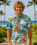 Pali Rayon Relax Fit Hawaiian Shirt Navy