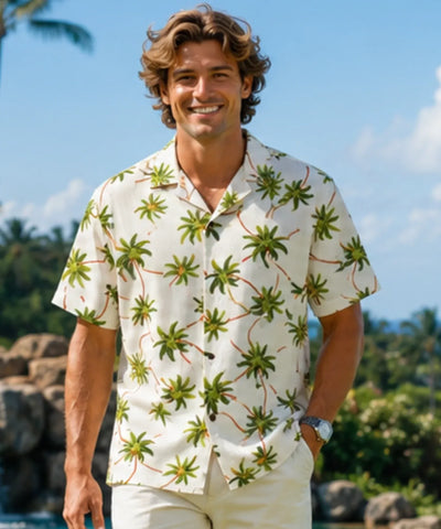 Aloha Palms Men's Cotton Hawiian Shirt | Aloha Shirts Club