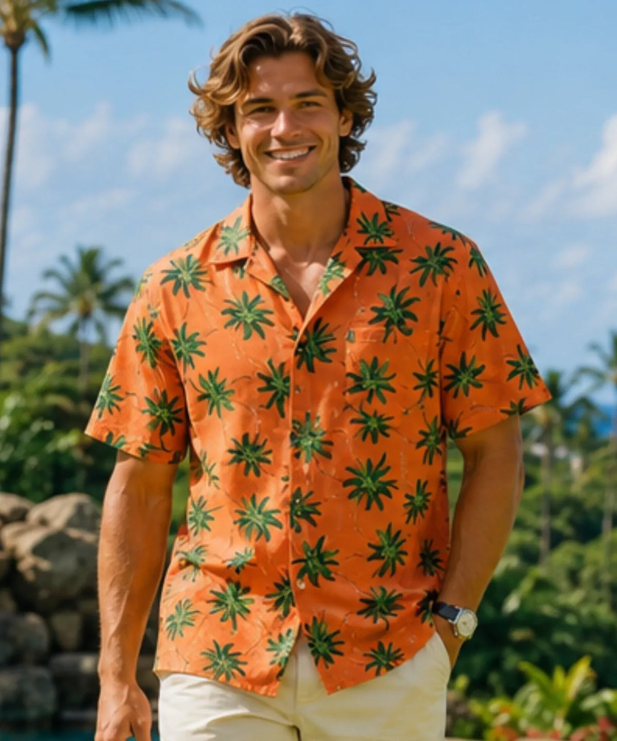 Aloha Palms Men's Cotton Hawiian Shirt | Aloha Shirts Club