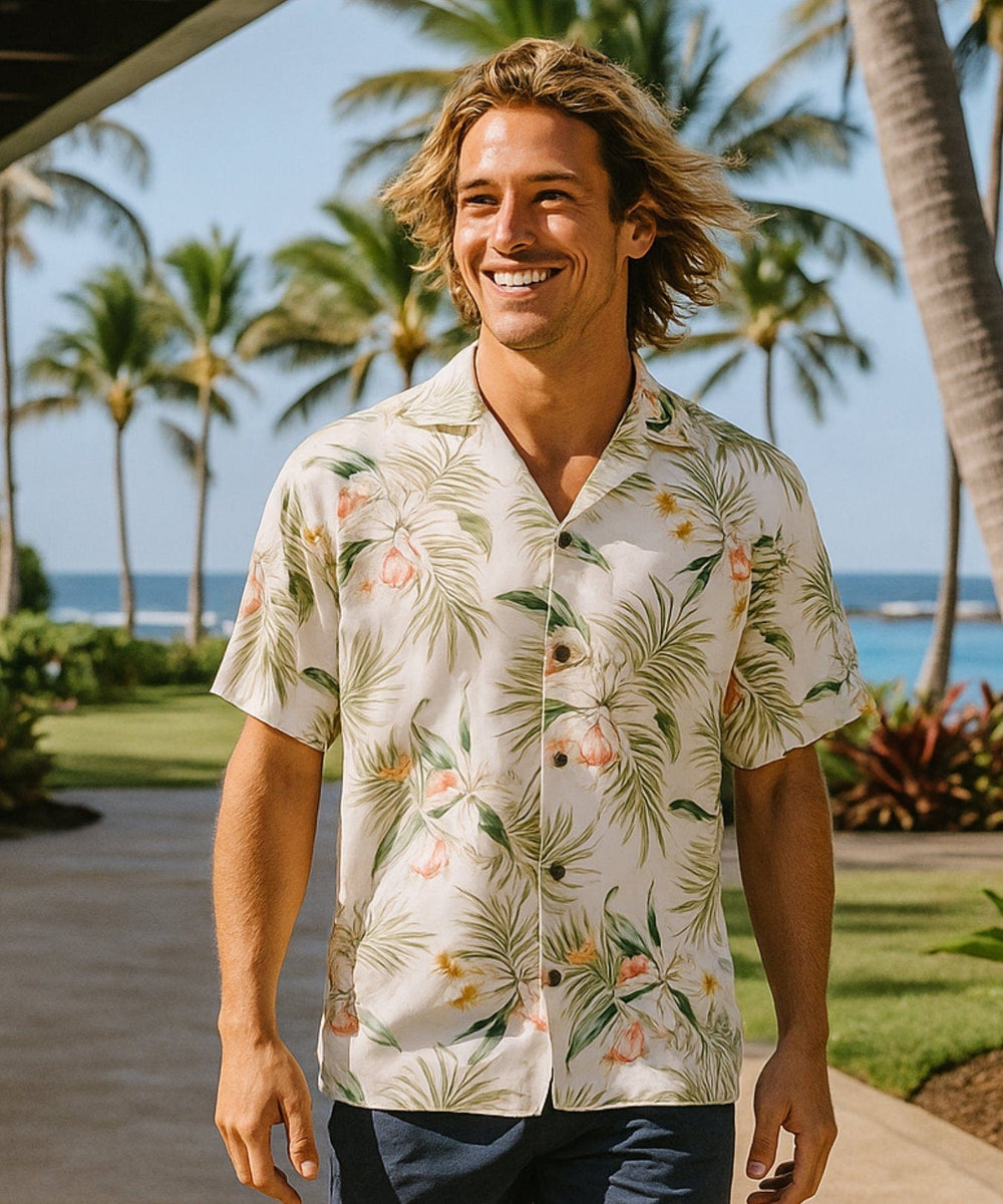 Relax Fit Orchid Men's Rayon Aloha Shirt | Aloha Shirts Club