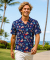 Hula Girls Vintage Aloha Hawaiian Shirt Navy