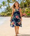 Alohilani V-Neck Girls Dress with Scarf Hem Black