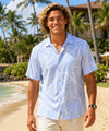Banana Leaf Wrinkle Free Tropical Shirt Light Blue