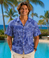 Banana Leaves Rayon Men's Aloha Shirt Navy