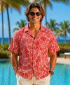 Banana Leaves Rayon Men's Aloha Shirt Red