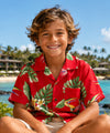 Birds of Paradise Boys Hawaiian Shirt Red