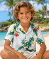 Birds of Paradise Boys Hawaiian Shirt White