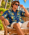 Birds of Paradise Panel Aloha Shirt Navy