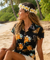 Birds of Paradise Women Hawaiian Shirt Black