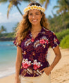 Birds of Paradise Women Hawaiian Shirt Purple