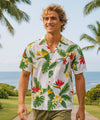 Birds of Paradise Rayon Men's Shirt White