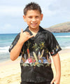 Long Boards Cotton Boys Hawaiian shirt Black
