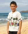 Long Boards Cotton Boys Hawaiian shirt White