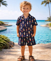 Little boy's Cabana Set Aloha Shirt and Shorts Black Boy's Cabana Set