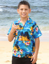 Boys Sunset Cotton Hawaiian Shirt Blue