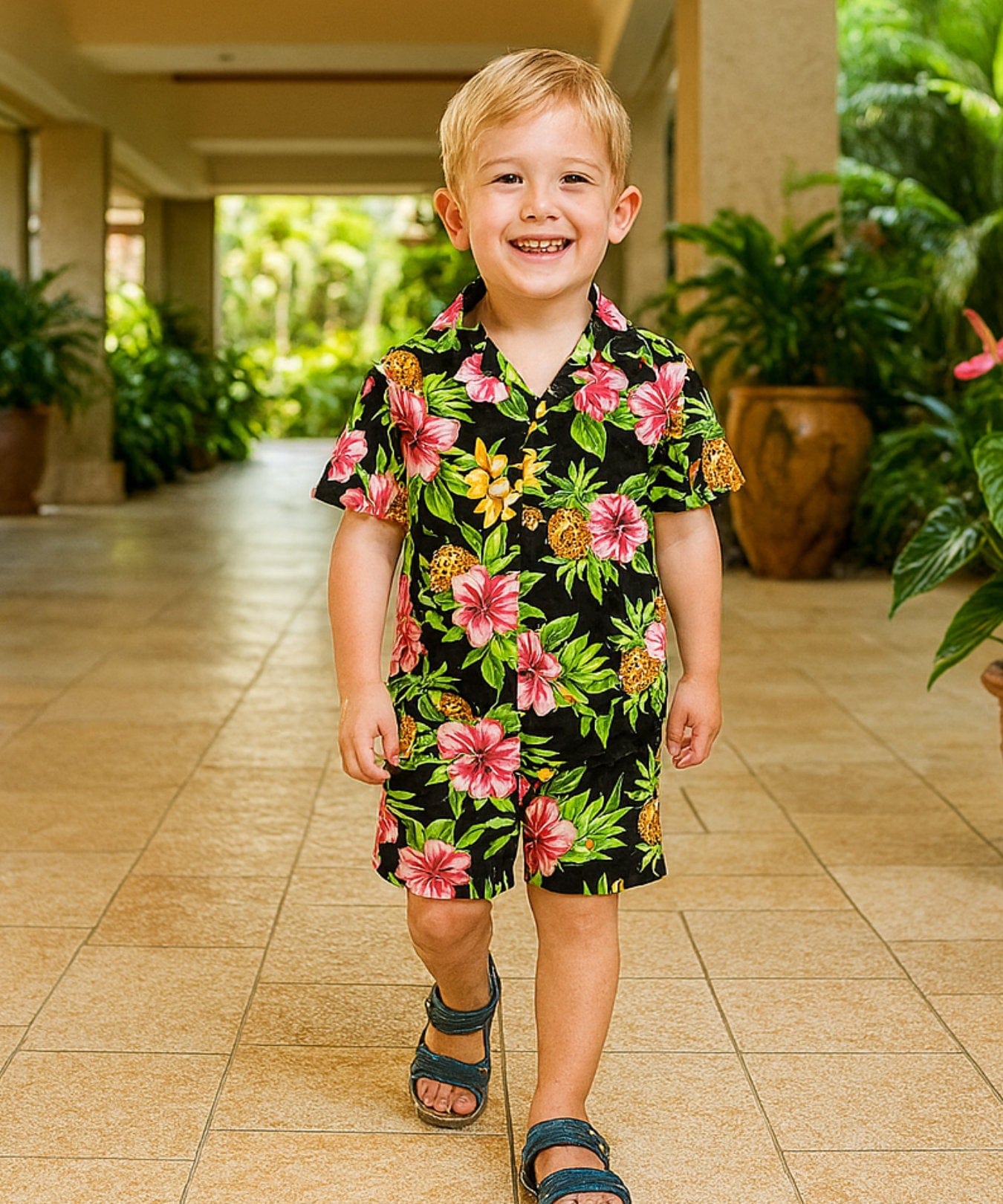 Pineapple Toddler 2 Piece Cabana Set Black