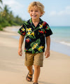 Birds of Paradise Boys Hawaiian Shirt Black