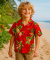 Birds of Paradise Boys Hawaiian Shirt Red