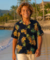 Maui Pineapples Boys Aloha Shirt Navy