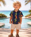 Boy's Short Sleeves Birds of Paradise Panel Aloha Shirt Navy Boy's Shirts