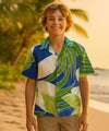 Island Cruser Boy's Rayon Hawaiian Shirt Blue