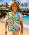Boy's Short Sleeves Traveler Rayon Aloha Shirts Green