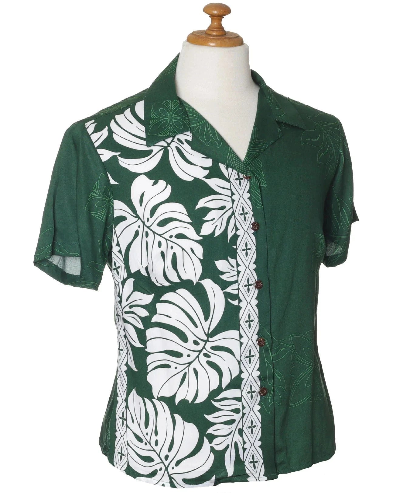 Prince Kuhio Green Short Sleeve Rayon Camp Blouse