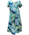 Cap Sleeves Palms Three-Quarter Length Hawaiian Dress