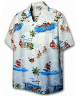Men's Hawaiian Christmas Shirt Surfing Santa