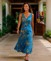 Palms Long Maxi Cocktail Vintage Dress Cool Water