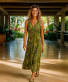 Palms Long Maxi Cocktail Vintage Dress Moss