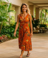 Palms Long Maxi Cocktail Vintage Dress Rust