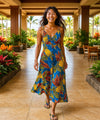 Pineapples Long Maxi Cocktail Vintage Dress Morning