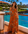 Palms Long Runst Maxi Cocktail Vintage Hawaiian Dress