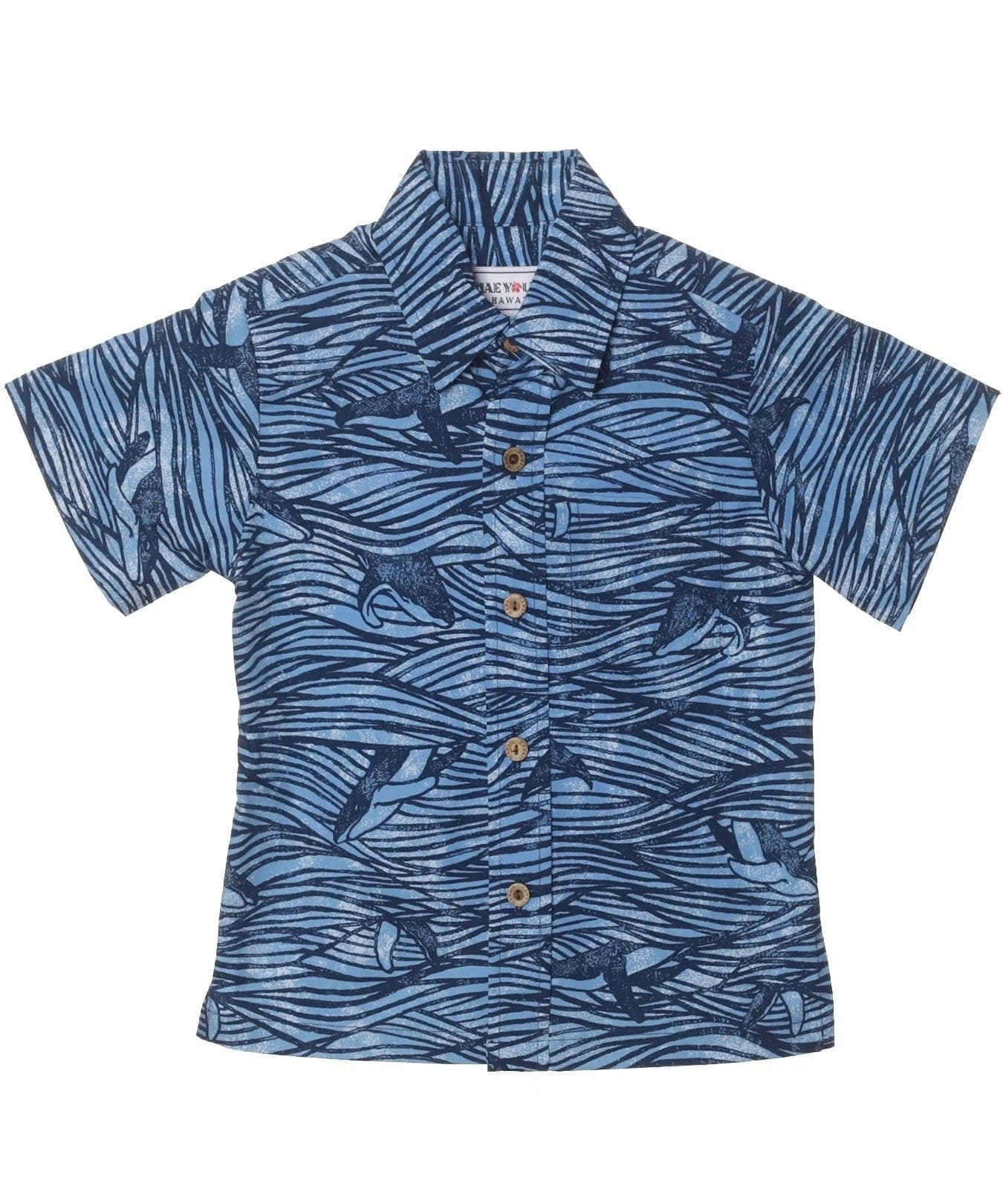 Cotton Button-Up Boys Whales Aloha Shirt