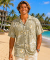 Rayon Diamond Head Volcano Hawaiian Shirt Khaki