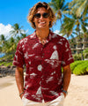 Rayon Diamond Head Volcano Hawaiian Shirt Red