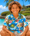 Dimond Head Cotton Boys Aloha Shirt Turquoise