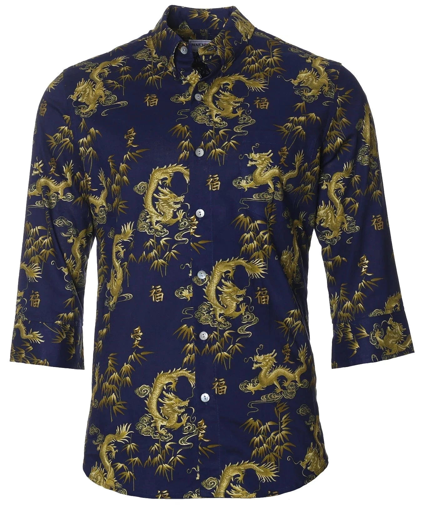 3/4 Sleeves Cotton Dragon Men's Hawaiian Shirt