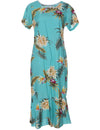Ceres Rayon Tea length Hawaiian Dress with Sleeves